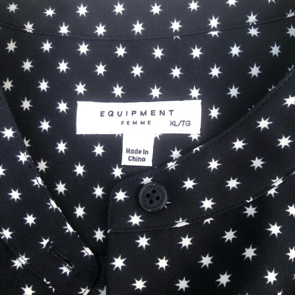Equipment Navy and White Star Dot Blouse - Picture 2 of 8